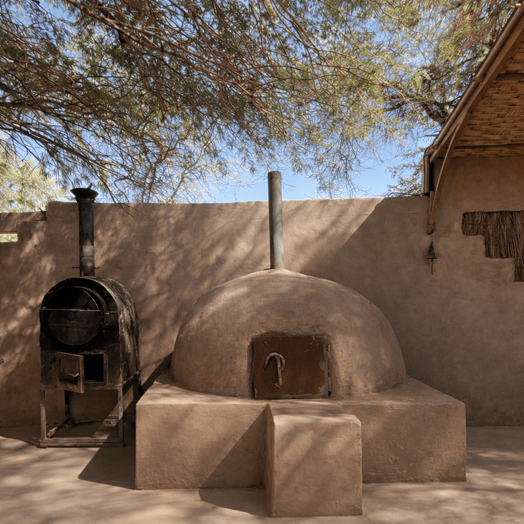 Horno de barro y horno a leña